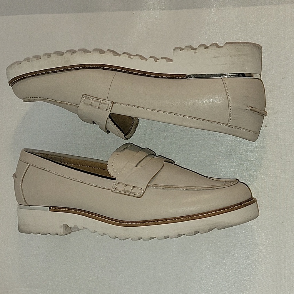 Franco Sarto Leather Cedra Loafer Cream Size 9.5 - Picture 2 of 4